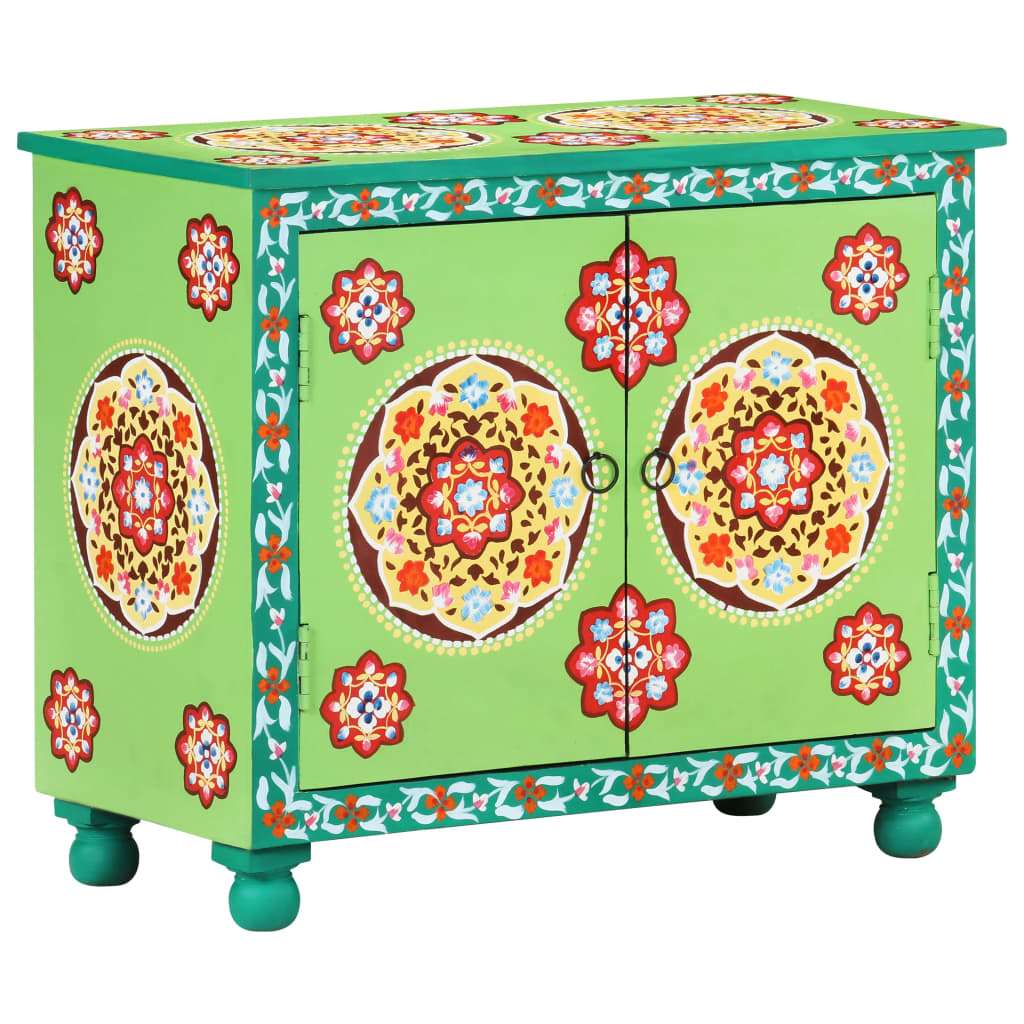 Hand Painted Sideboard Multicolor 27.6&quot;X13.8&quot;X23.6&quot; Solid Mango Wood