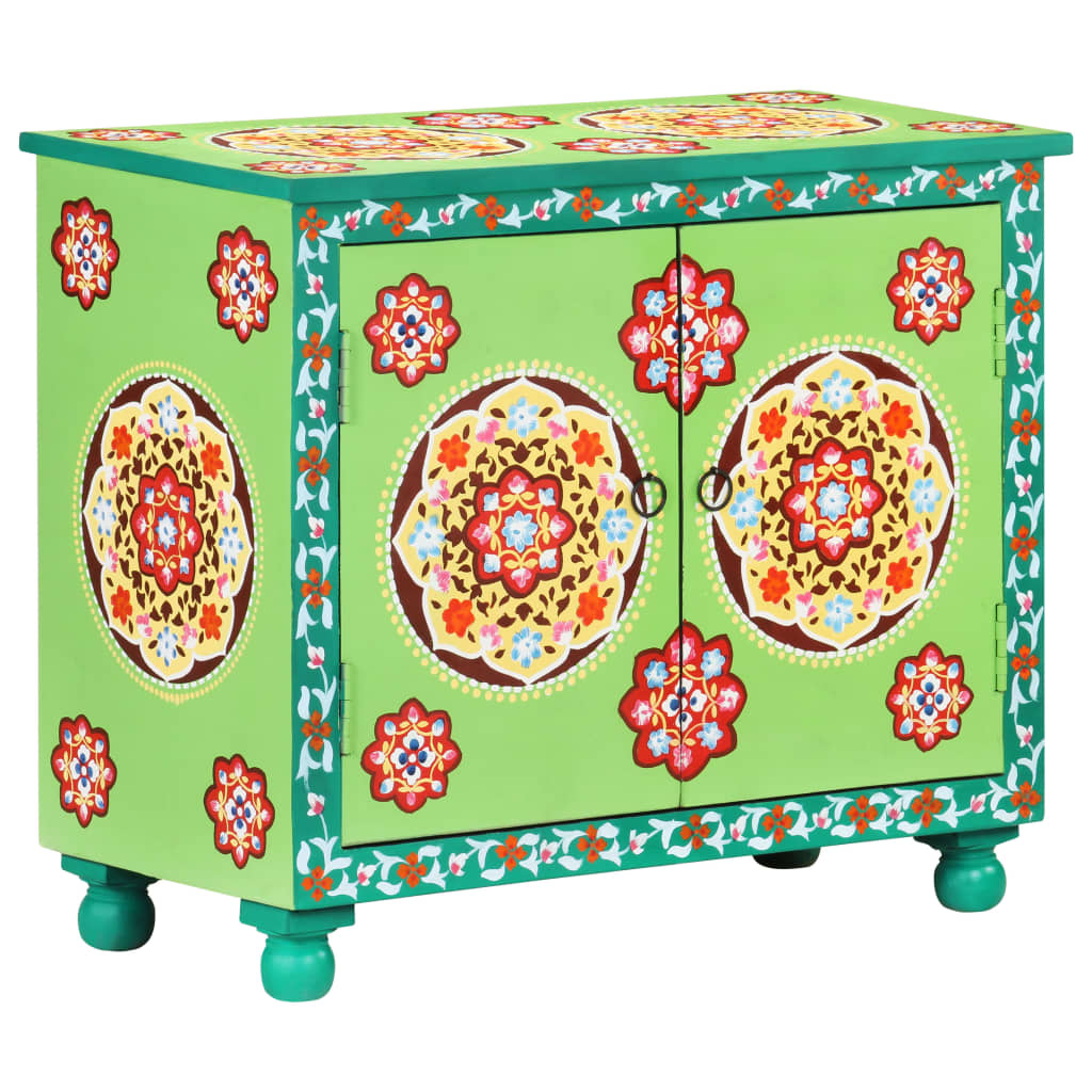 Hand Painted Sideboard Multicolor 27.6&quot;X13.8&quot;X23.6&quot; Solid Mango Wood