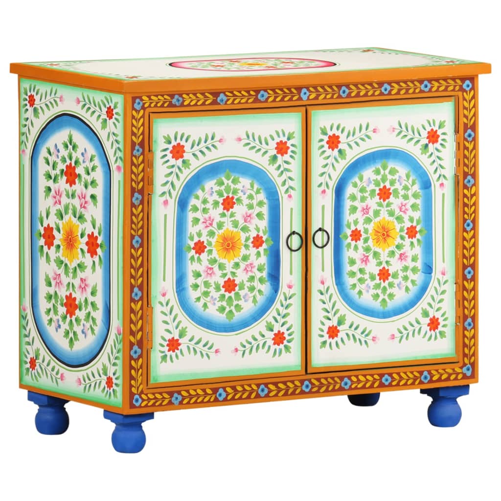 Hand Painted Sideboard Multicolor 27.6&quot;X13.8&quot;X23.6&quot; Solid Mango Wood