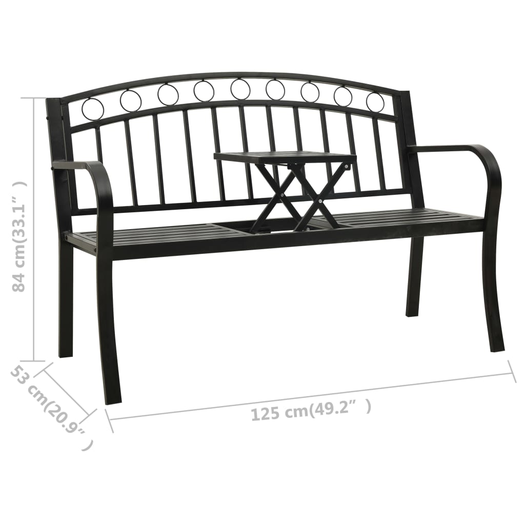 Patio Bench With A Table 49.2&quot; Steel