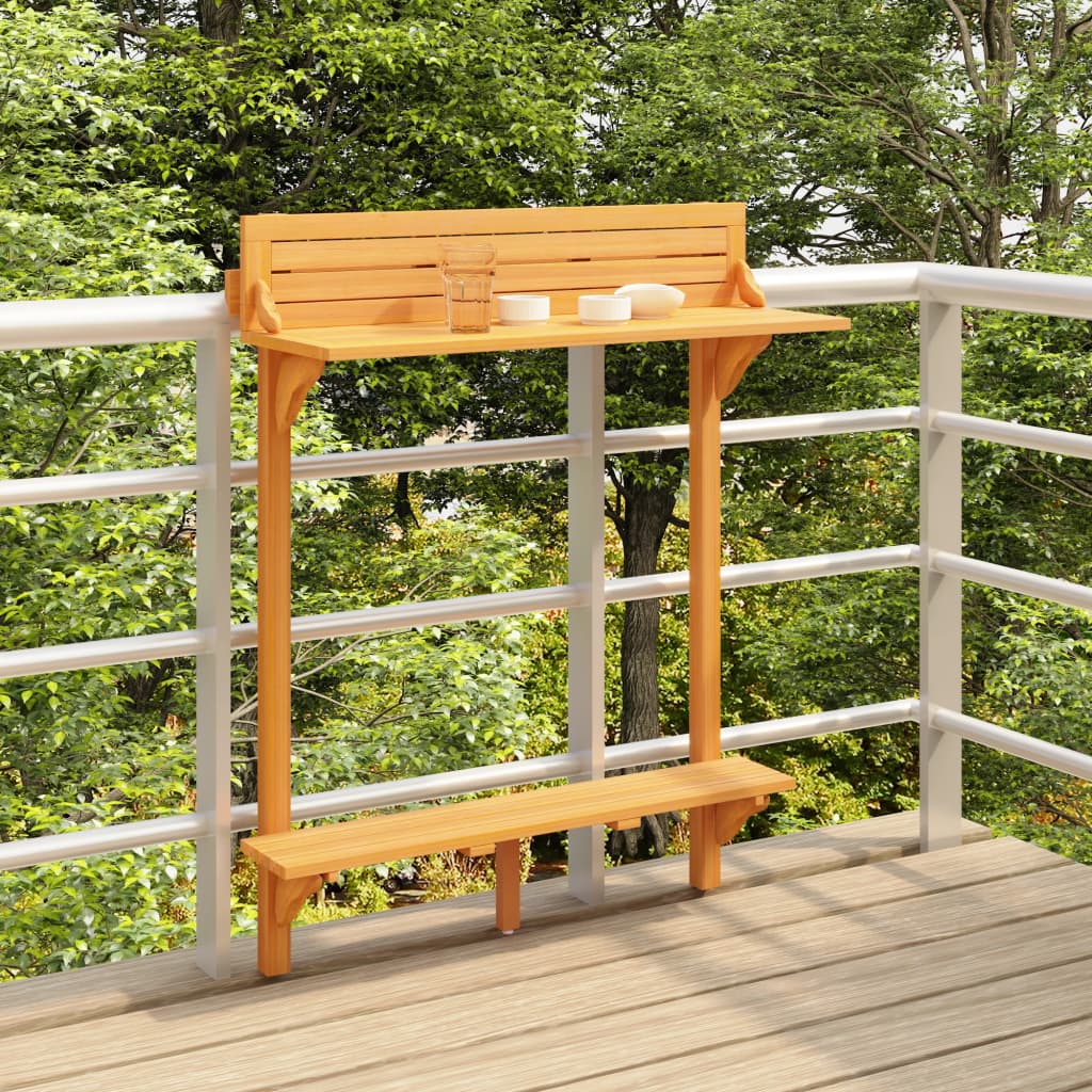 Balcony Bar Table 35.4&quot;X14.6&quot;X48.2&quot; Solid Acacia Wood