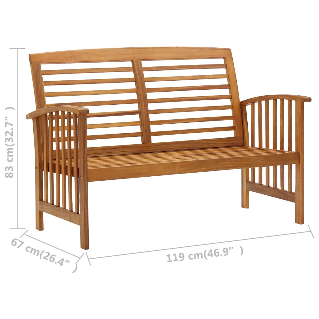 Patio Bench 46.9&quot; Solid Acacia Wood