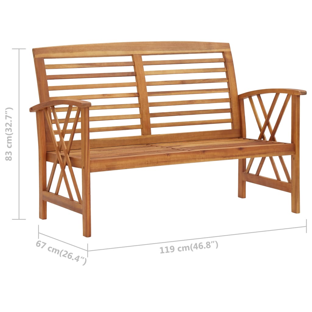 Patio Bench 46.9&quot; Solid Acacia Wood