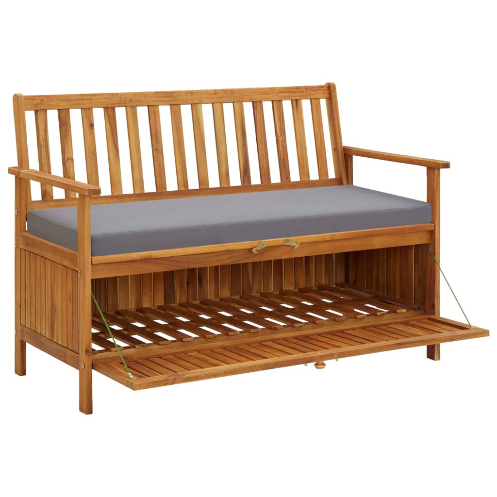 Patio Storage Bench 47.2&quot; Solid Acacia Wood