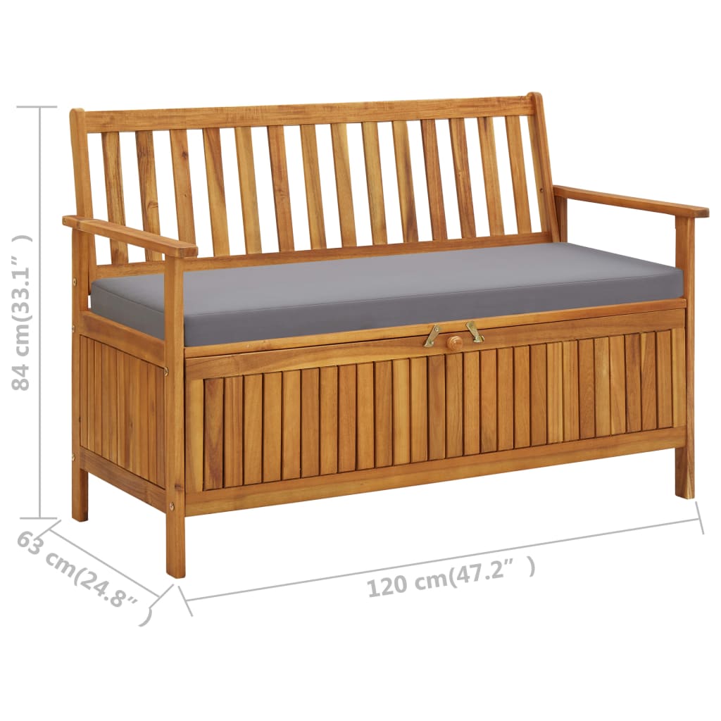 Patio Storage Bench 47.2&quot; Solid Acacia Wood