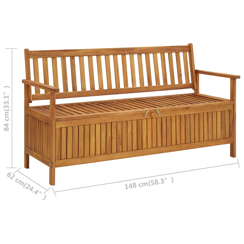 Patio Storage Bench 58.3&quot; Solid Acacia Wood