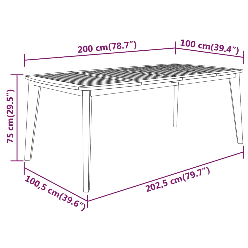 Patio Table Solid Wood Acacia