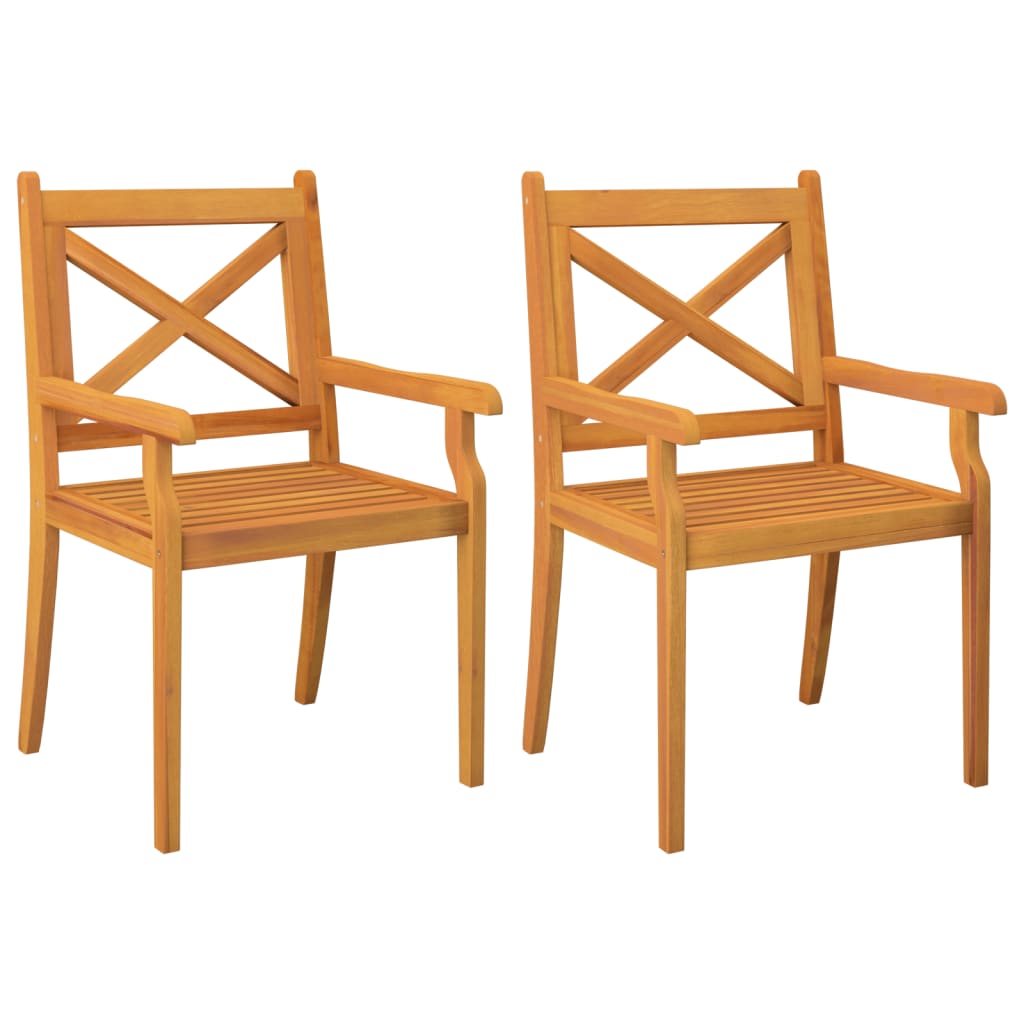 Patio Dining Chairs 2 Pcs Solid Wood Acacia