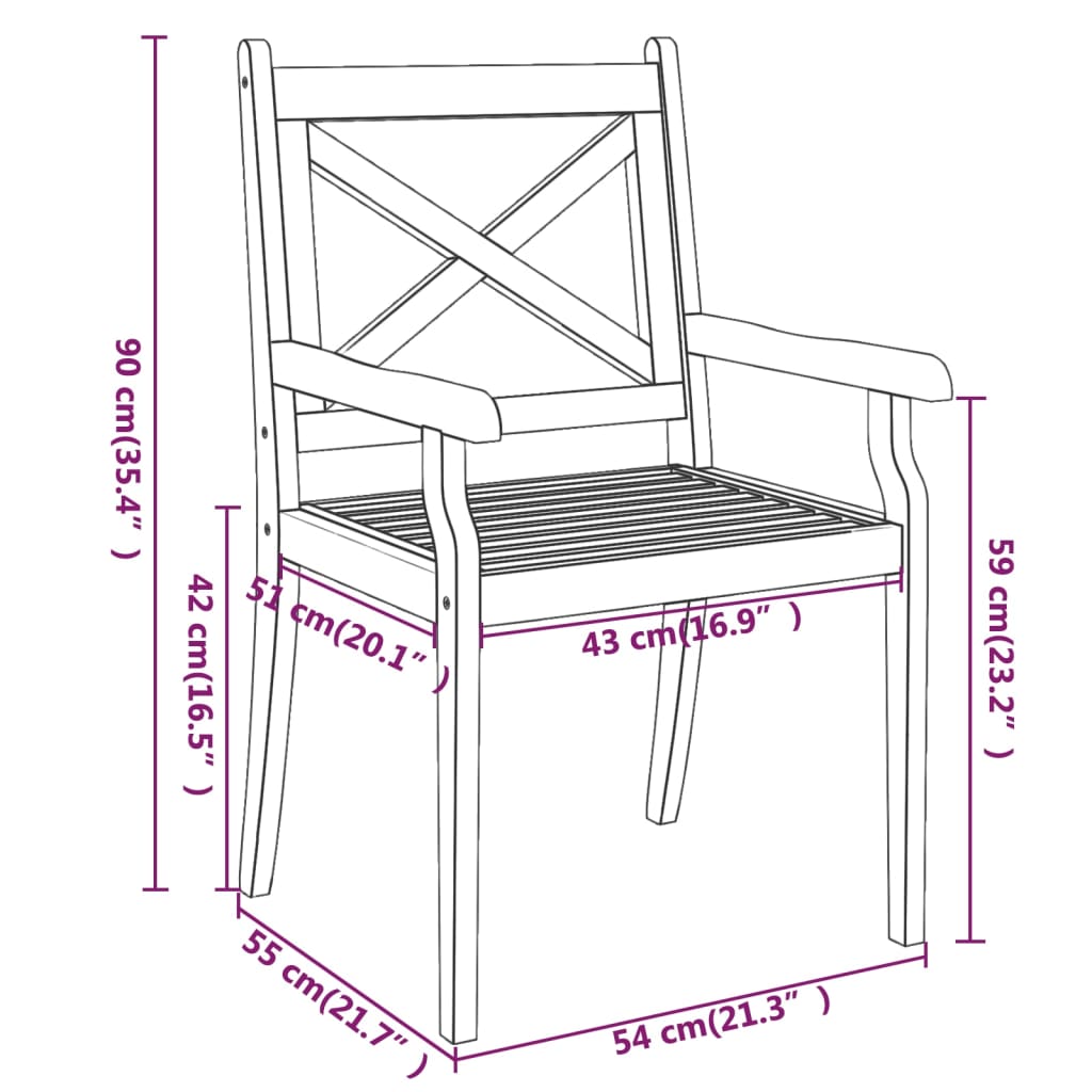 Patio Dining Chairs 2 Pcs Solid Wood Acacia