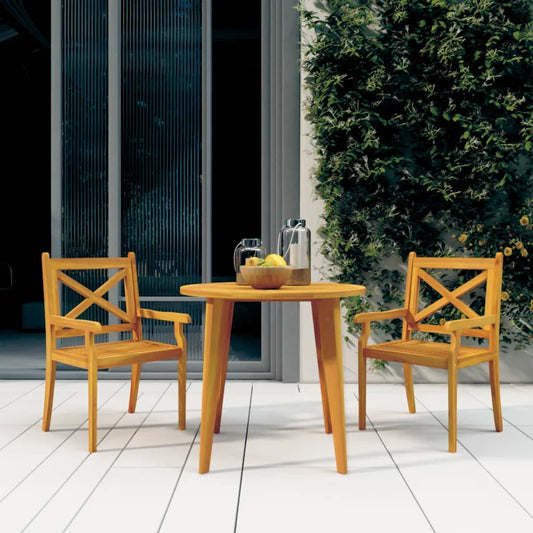 Patio Dining Chairs 2 Pcs Solid Wood Acacia