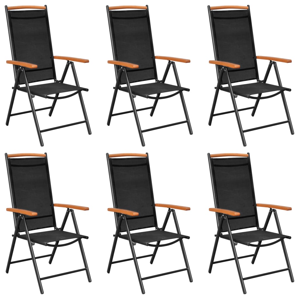 Folding Patio Chairs 2 Pcs Aluminum And Textilene Black