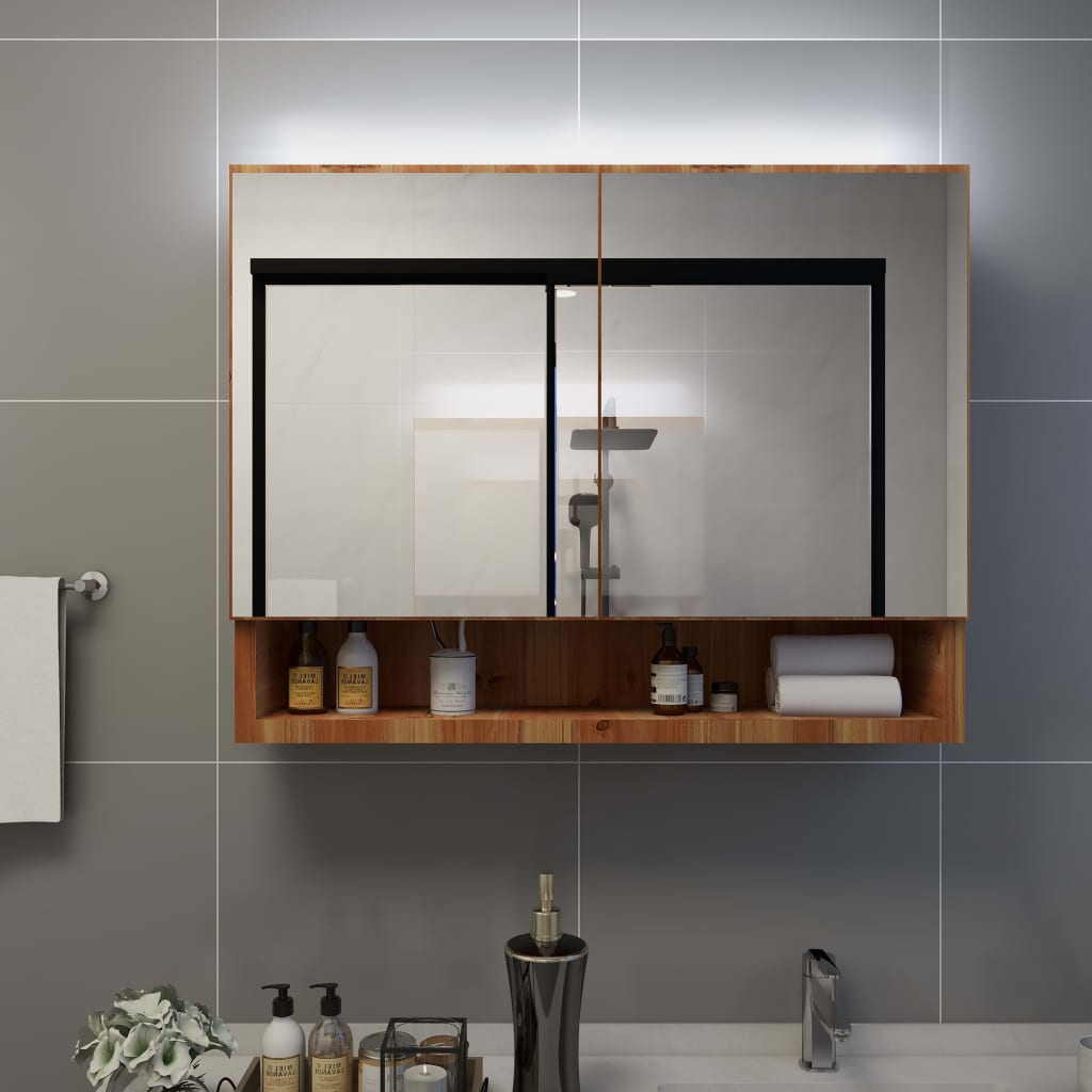 Led Bathroom Mirror Cabinet 31.5&quot;X5.9&quot;X23.6&quot; Mdf