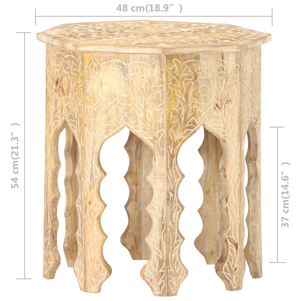 Side Table Ø18.9&quot; Solid Mango Wood