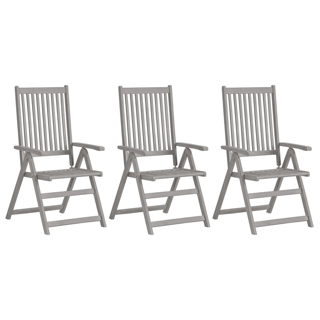 Patio Reclining Chairs 2 Pcs Gray Solid Acacia Wood