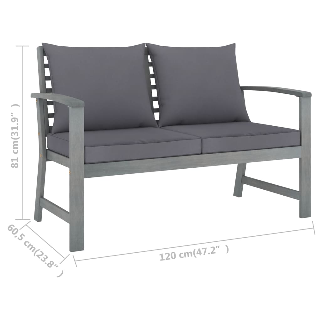 Patio Bench 47.2&quot; With Cushion Solid Acacia Wood