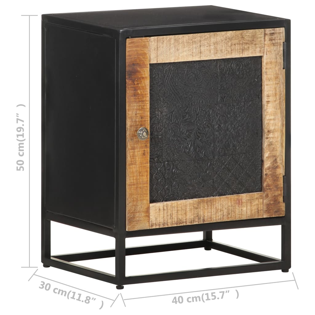 Bedside Cabinet 15.7&quot;X11.8&quot;X19.7&quot; Rough Mango Wood