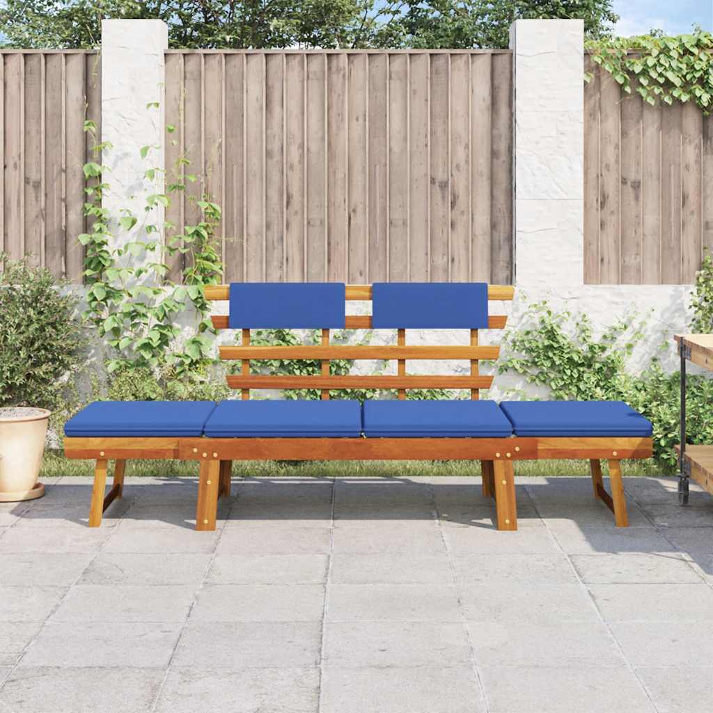 Patio Bench With Cushions 2-In-1 74.8&quot; Solid Acacia Wood