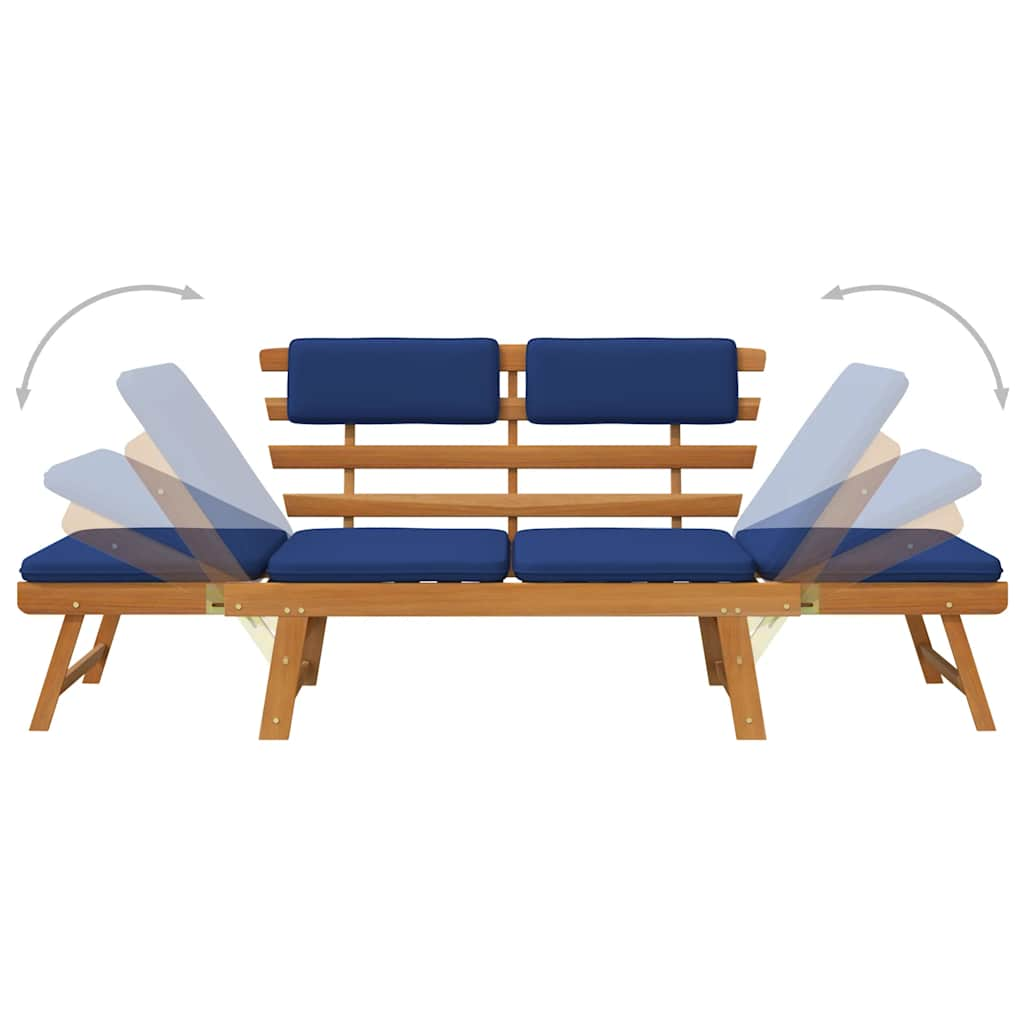 Patio Bench With Cushions 2-In-1 74.8&quot; Solid Acacia Wood