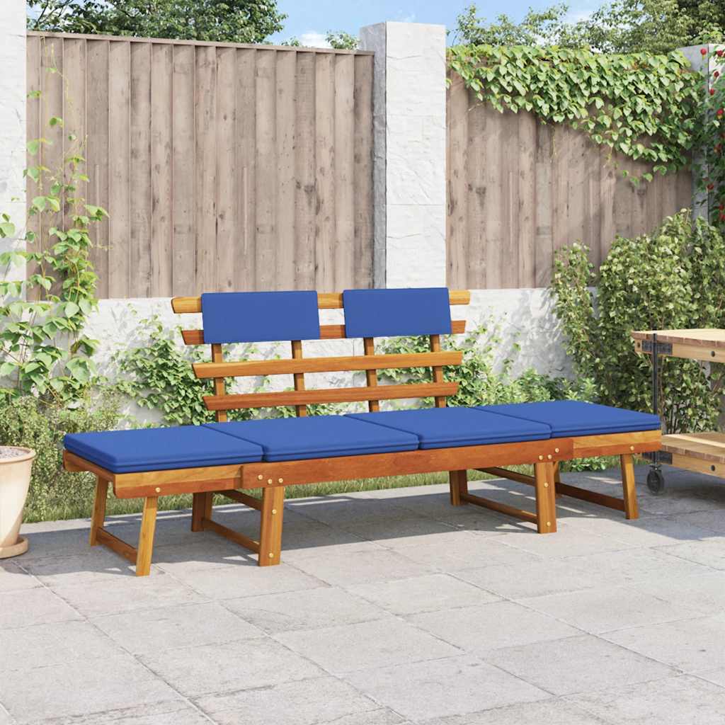 Patio Bench With Cushions 2-In-1 74.8&quot; Solid Acacia Wood