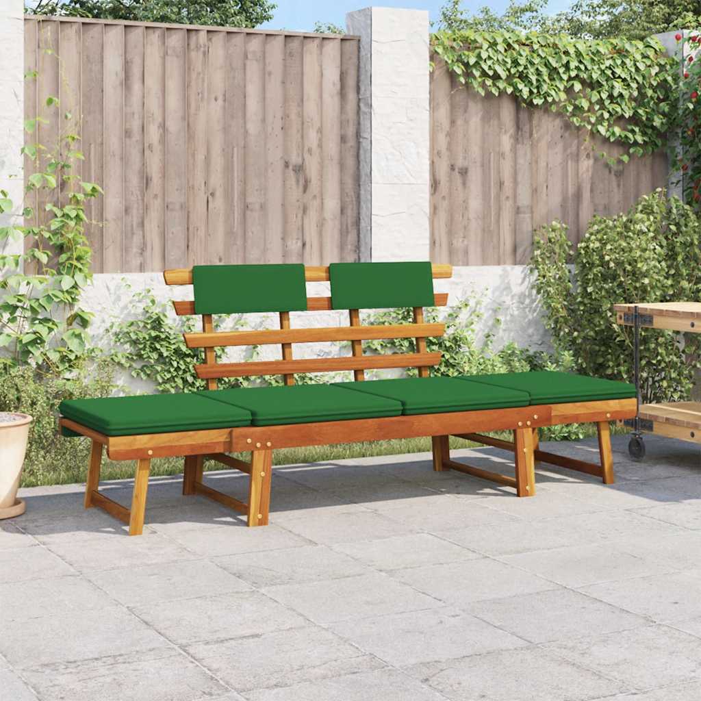 Patio Bench With Cushions 2-In-1 74.8&quot; Solid Acacia Wood