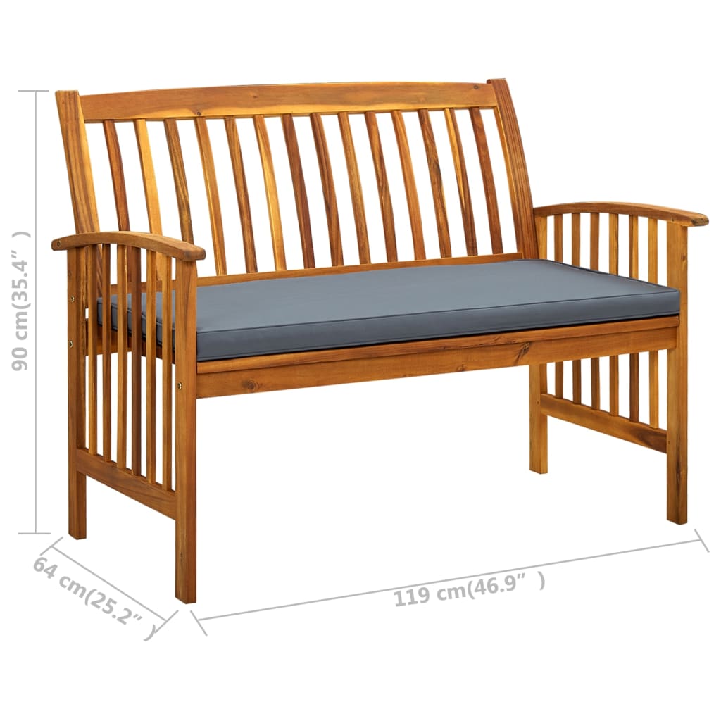 Patio Bench With Cushion Solid Acacia Wood