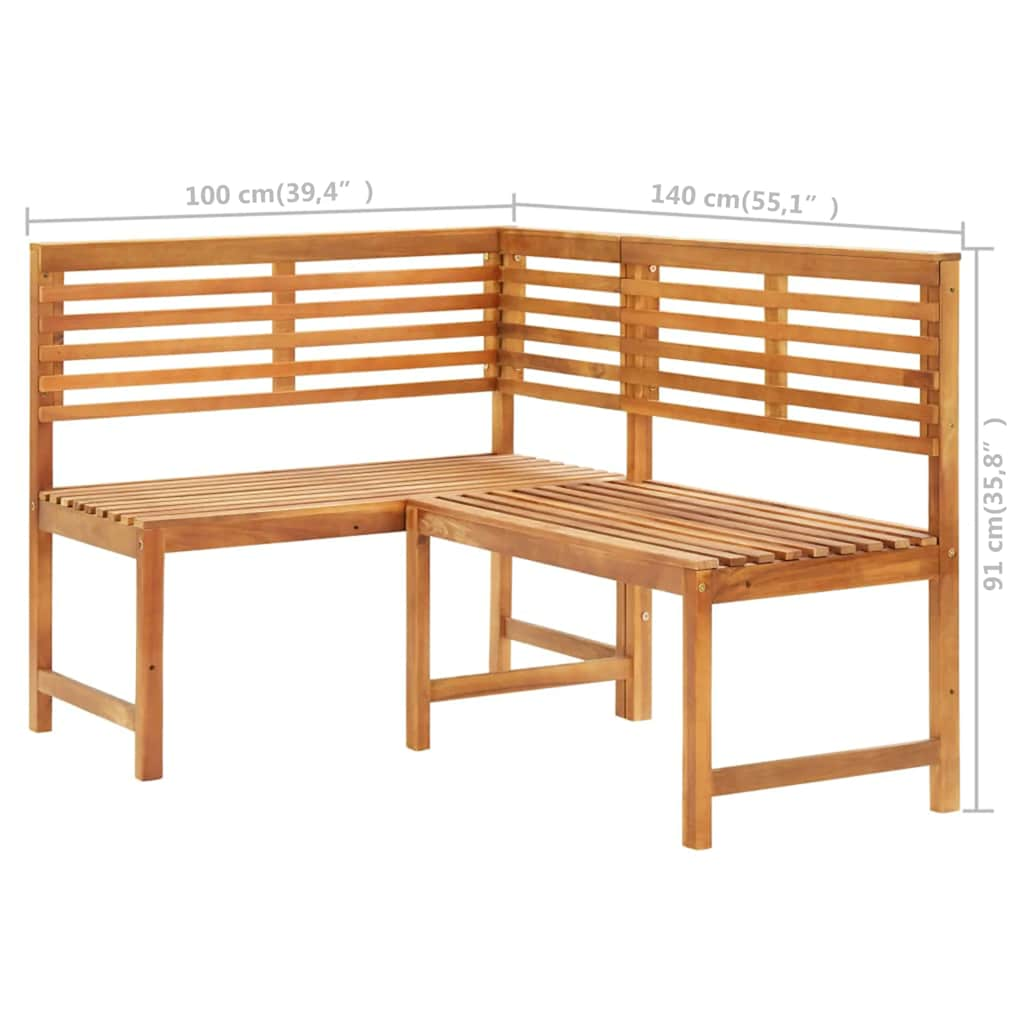 Patio Corner Bench 55.1&quot; Solid Acacia Wood