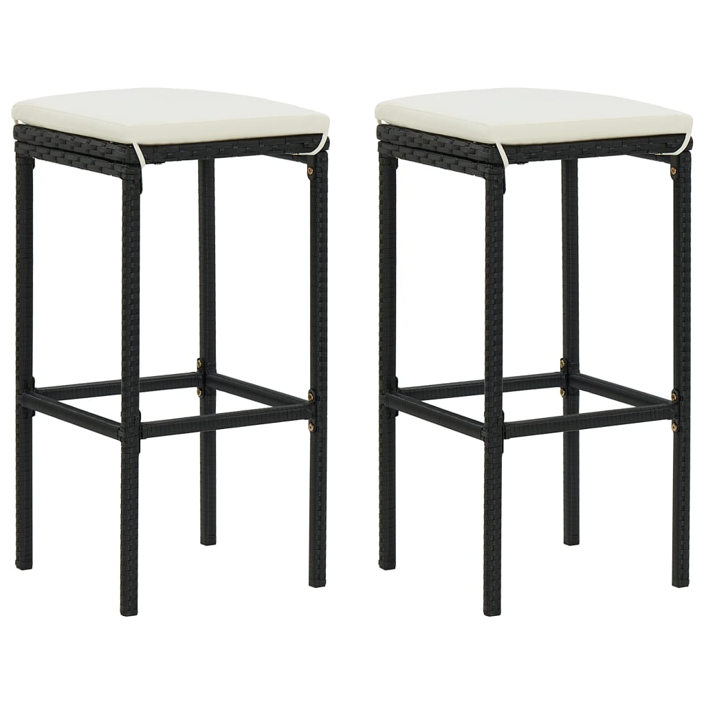 Bar Stools With Cushions 2 Pcs Poly Rattan