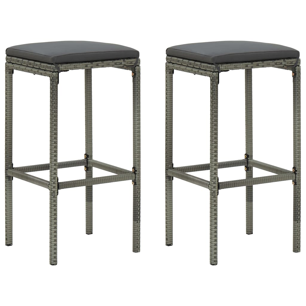 Bar Stools With Cushions 2 Pcs Poly Rattan