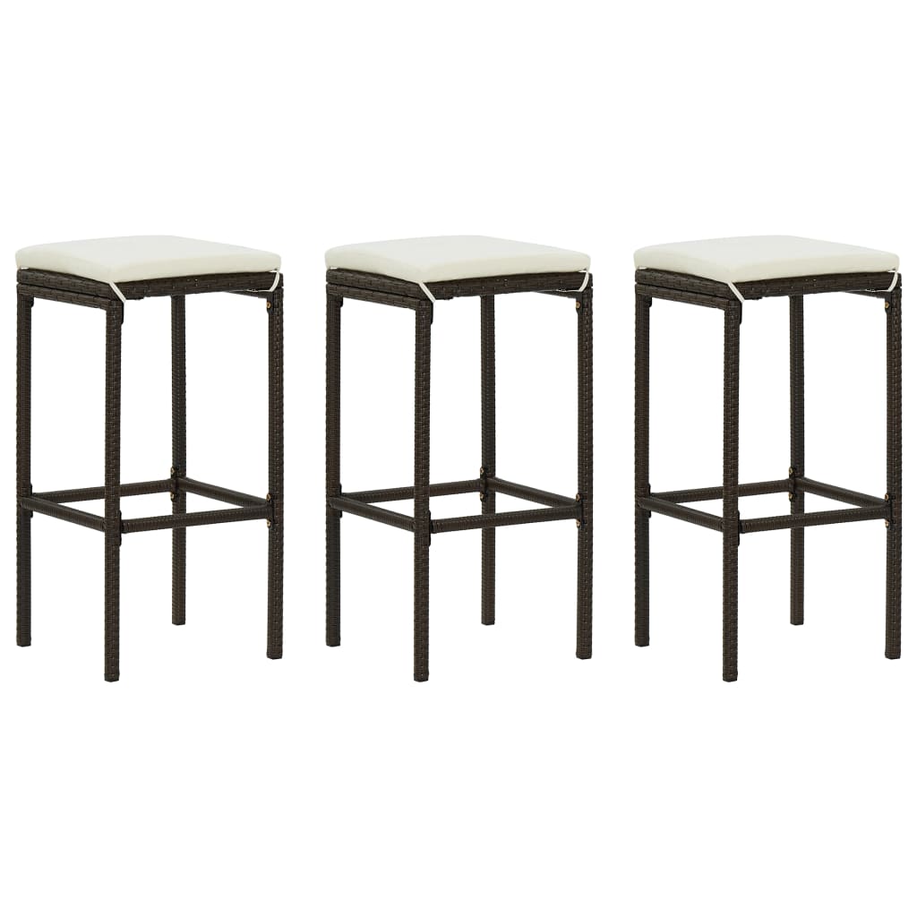 Bar Stools With Cushions 2 Pcs Poly Rattan