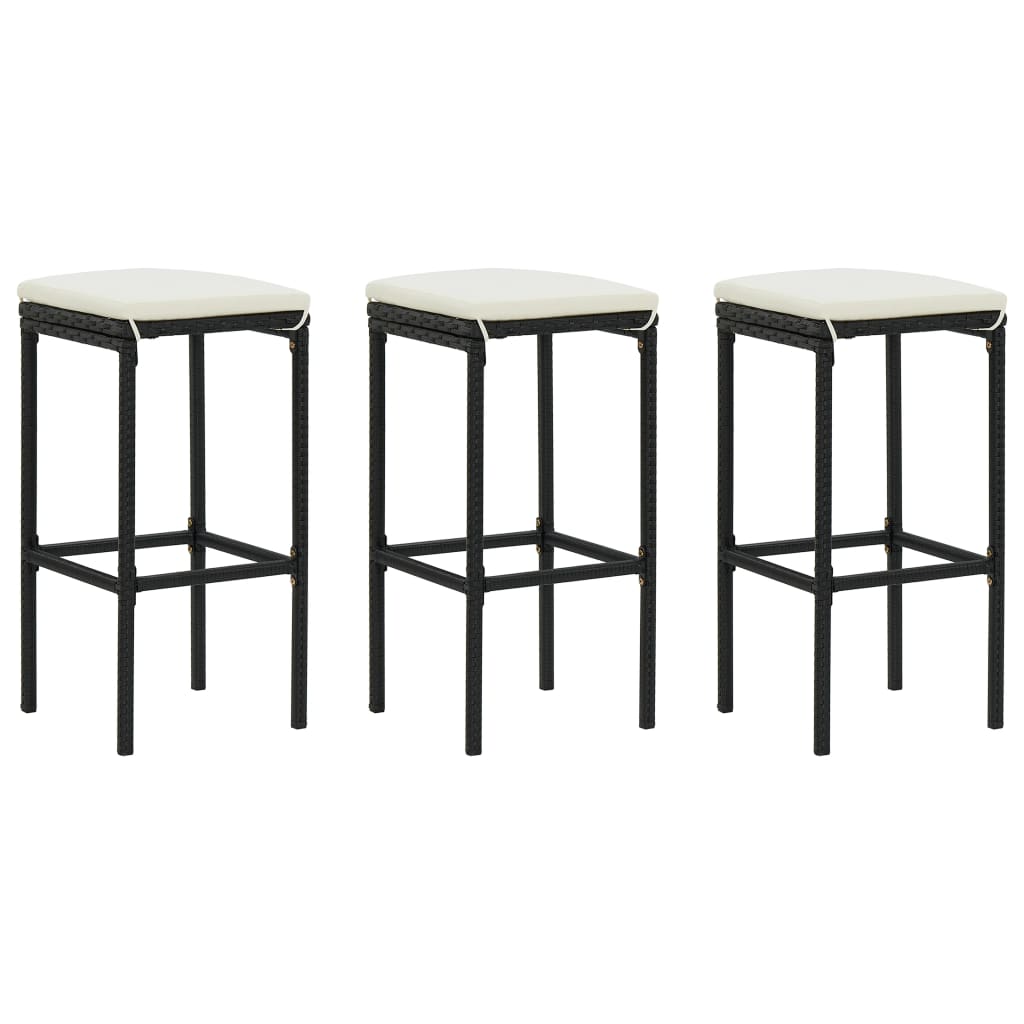 Bar Stools With Cushions 2 Pcs Poly Rattan