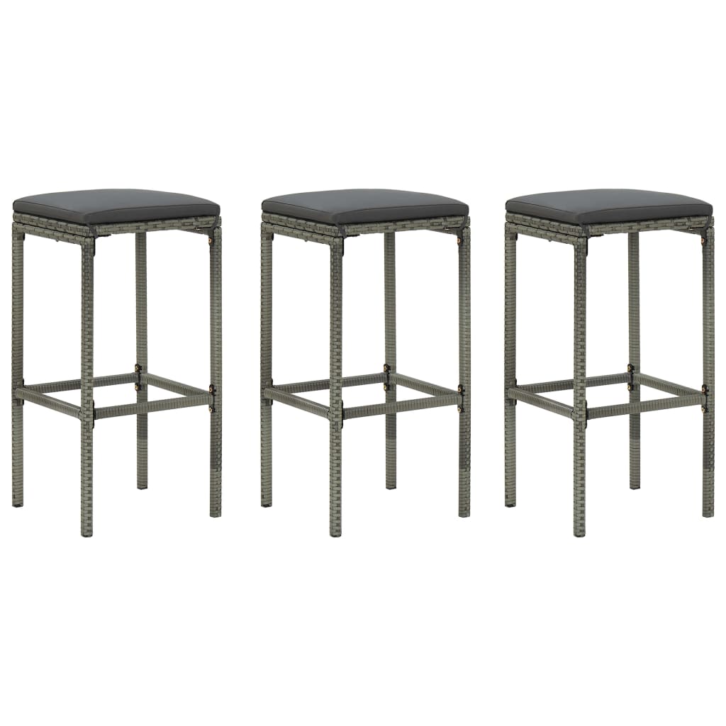 Bar Stools With Cushions 2 Pcs Poly Rattan