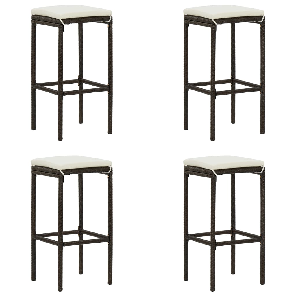 Bar Stools With Cushions 2 Pcs Poly Rattan