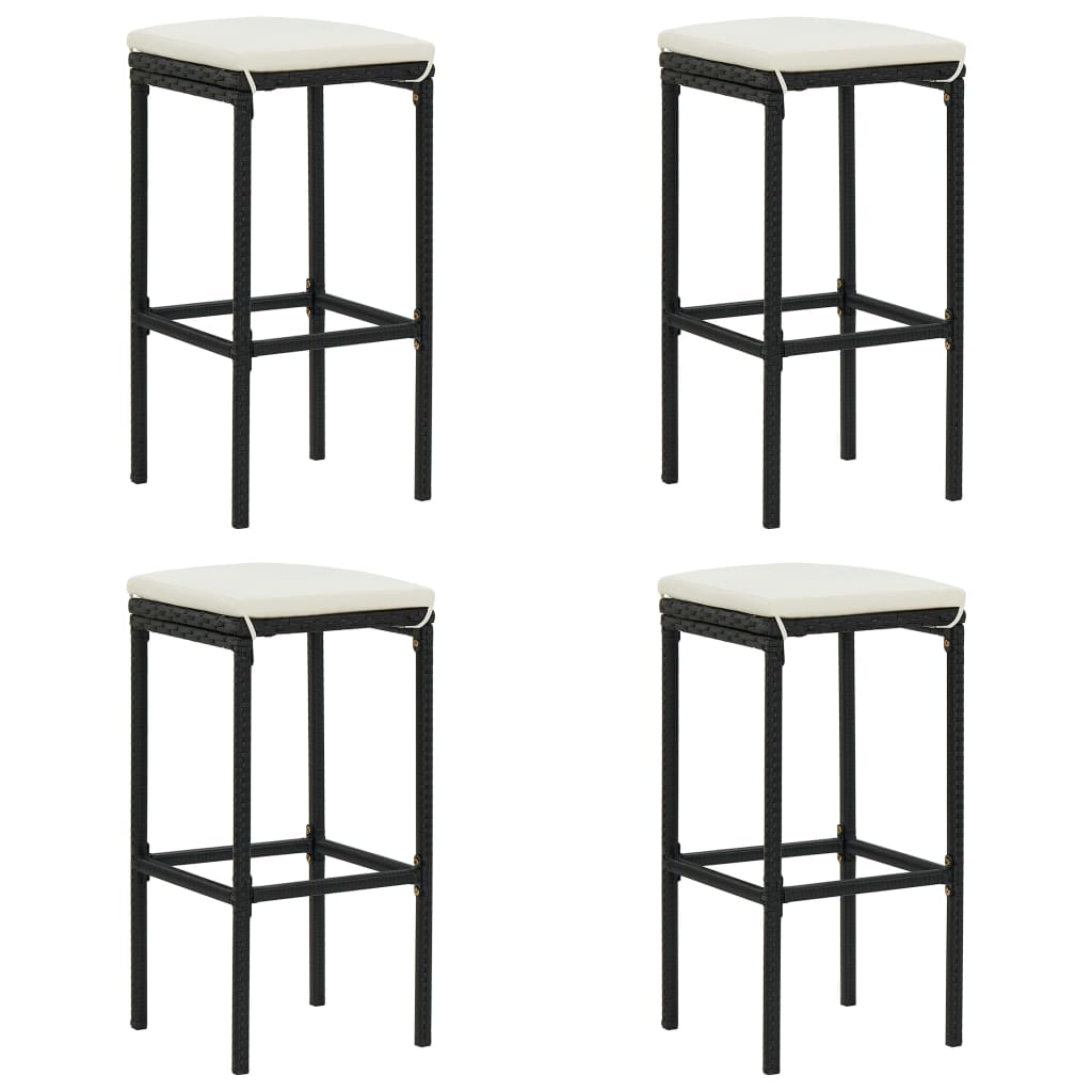 Bar Stools With Cushions 2 Pcs Poly Rattan