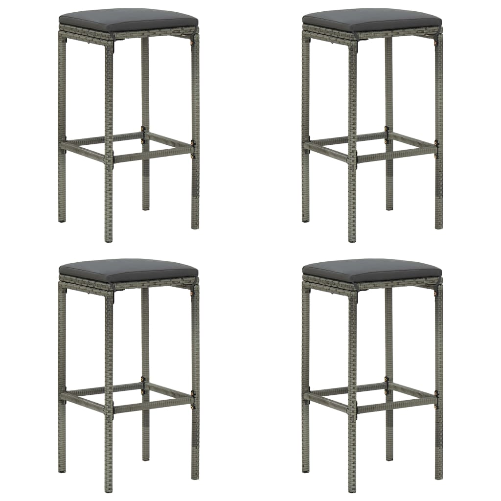 Bar Stools With Cushions 2 Pcs Poly Rattan