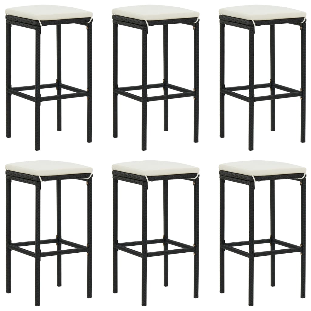 Bar Stools With Cushions 2 Pcs Poly Rattan