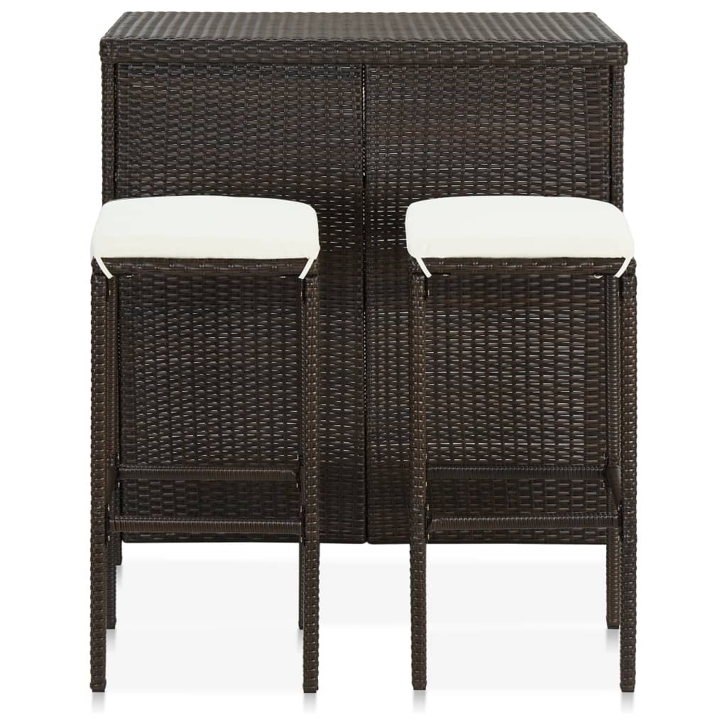 3 Piece Bar Set Poly Rattan