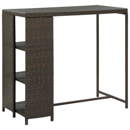 Bar Table With Storage Rack 47.2&quot;X23.6&quot;X43.3&quot; Poly Rattan