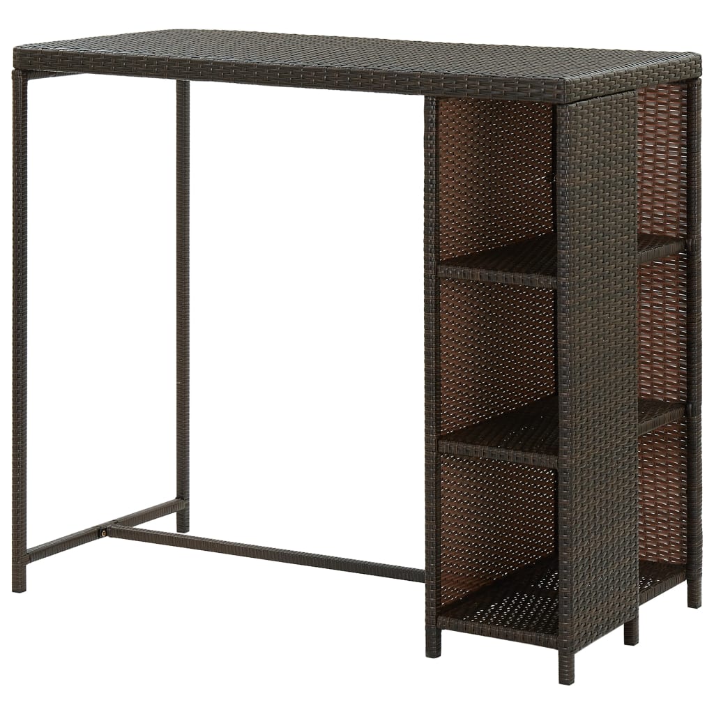 Bar Table With Storage Rack 47.2&quot;X23.6&quot;X43.3&quot; Poly Rattan