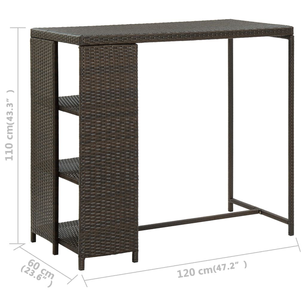 Bar Table With Storage Rack 47.2&quot;X23.6&quot;X43.3&quot; Poly Rattan