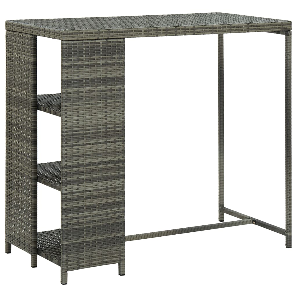 Bar Table With Storage Rack 47.2&quot;X23.6&quot;X43.3&quot; Poly Rattan