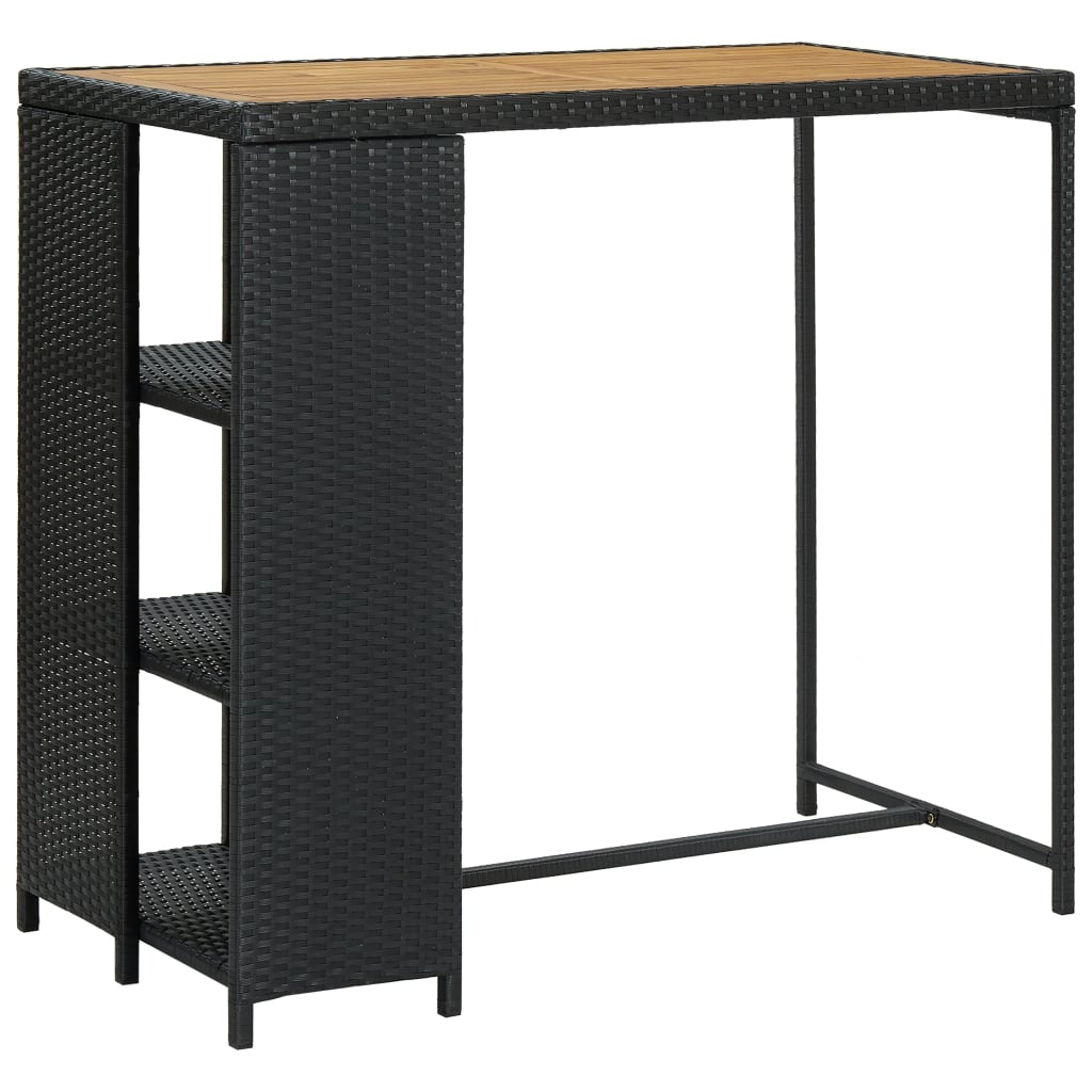 Bar Table With Storage Rack 47.2&quot;X23.6&quot;X43.3&quot; Poly Rattan