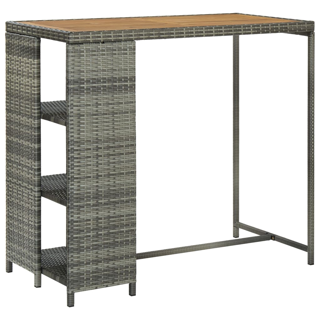 Bar Table With Storage Rack 47.2&quot;X23.6&quot;X43.3&quot; Poly Rattan