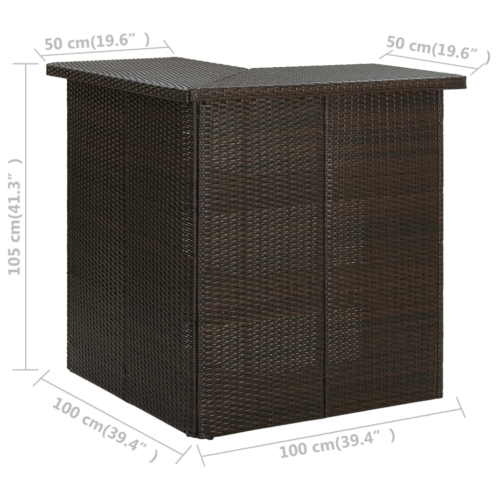 Corner Bar Table 39.4&quot;X19.7&quot;X41.3&quot; Poly Rattan