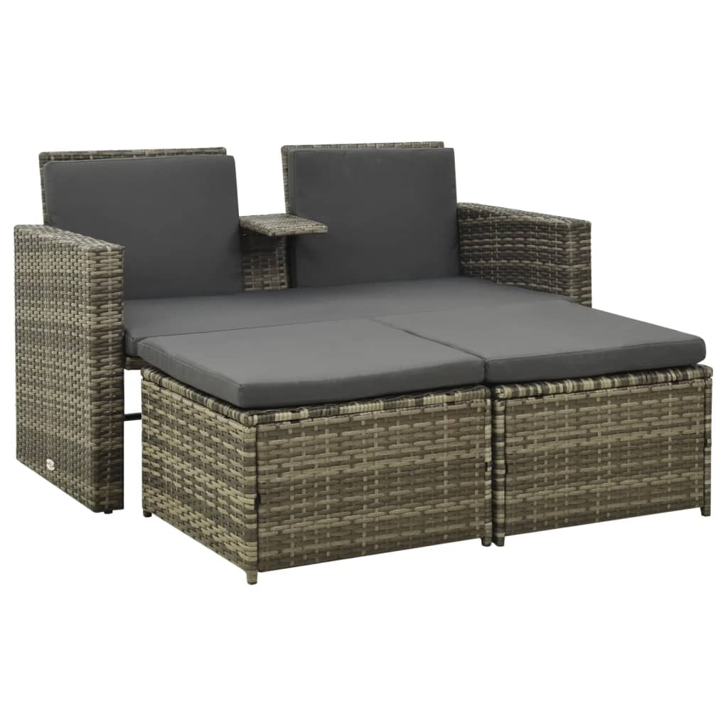 3 Piece Patio Lounge Set With Cushions Poly Rattan