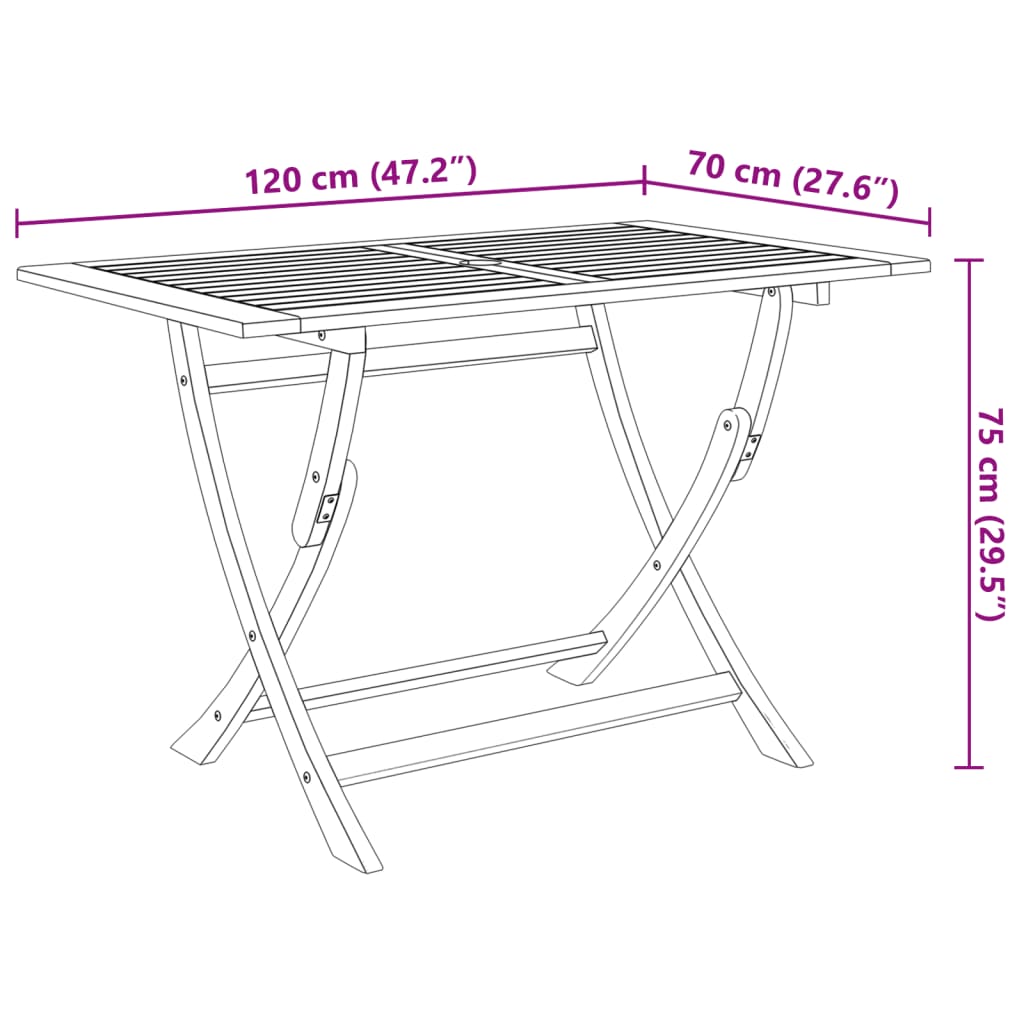 Folding Patio Table Solid Wood Acacia