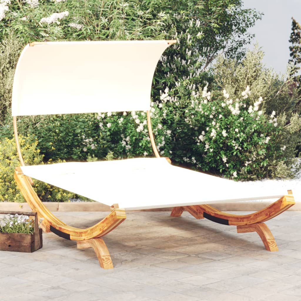 Patio Lounge Bed With Canopy Solid Bent Wood