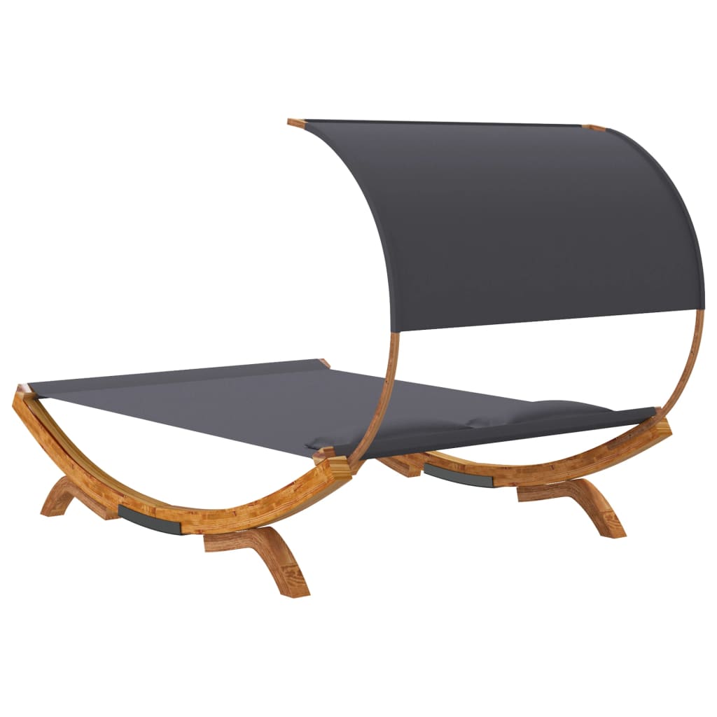 Patio Lounge Bed With Canopy Solid Bent Wood