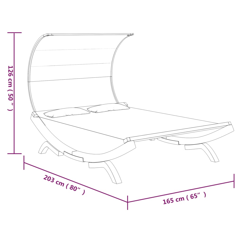 Patio Lounge Bed With Canopy Solid Bent Wood