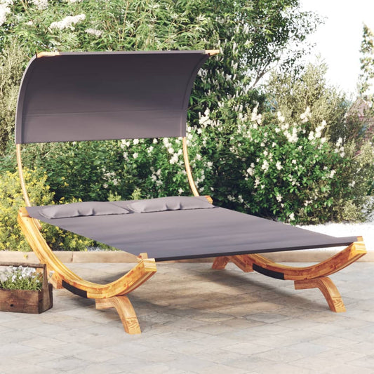 Patio Lounge Bed With Canopy Solid Bent Wood