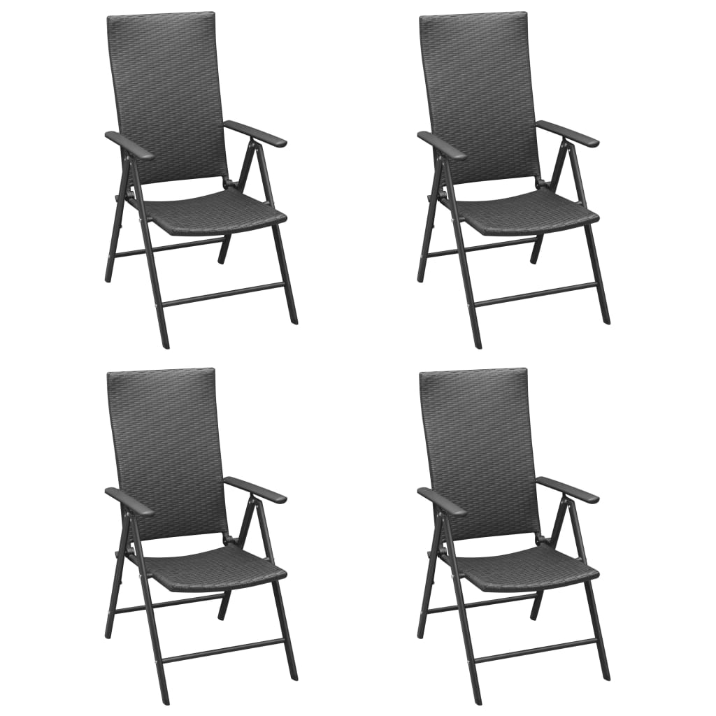 Stackable Patio Chairs 2 Pcs Poly Rattan Black